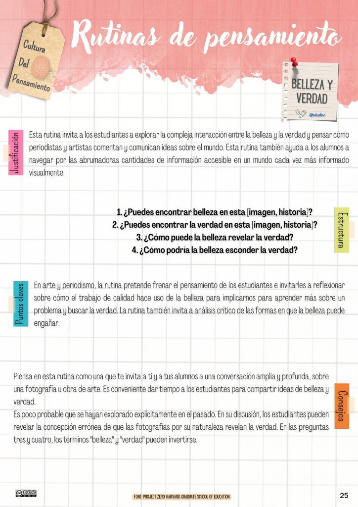 Rutina de pensamiento, belleza y verdad