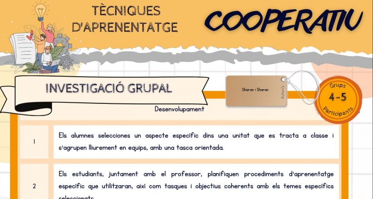 Técnicas de aprendizaje cooperativo. Investigación grupal