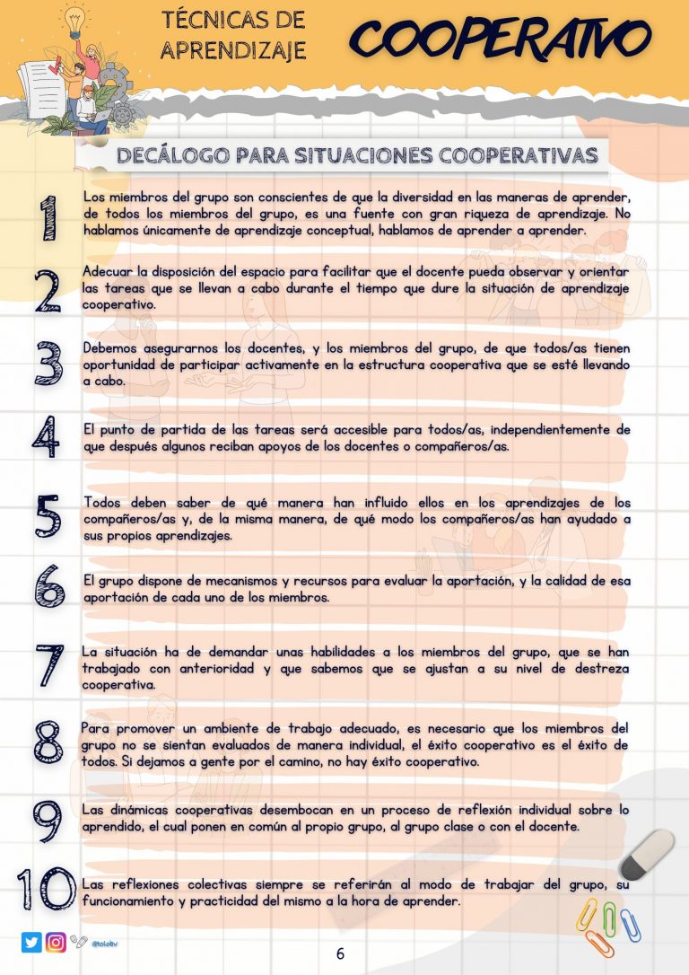 Decálogo de situaciones cooperativas.