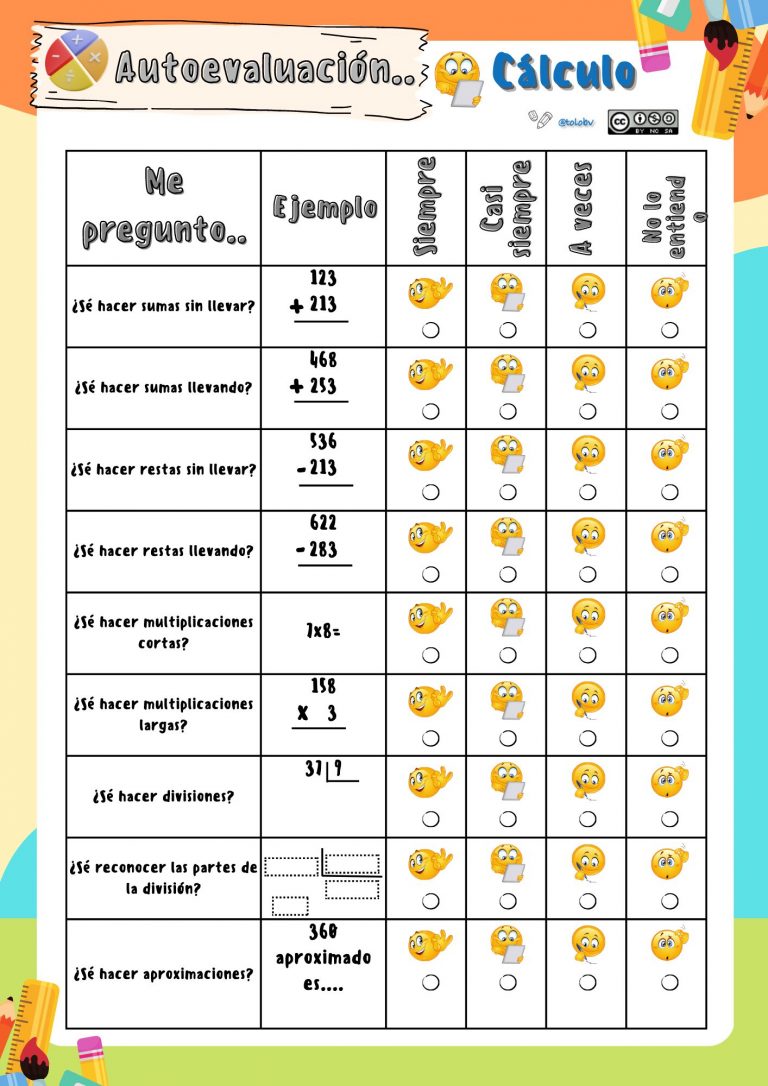 Lista de control de cálculo para primaria.