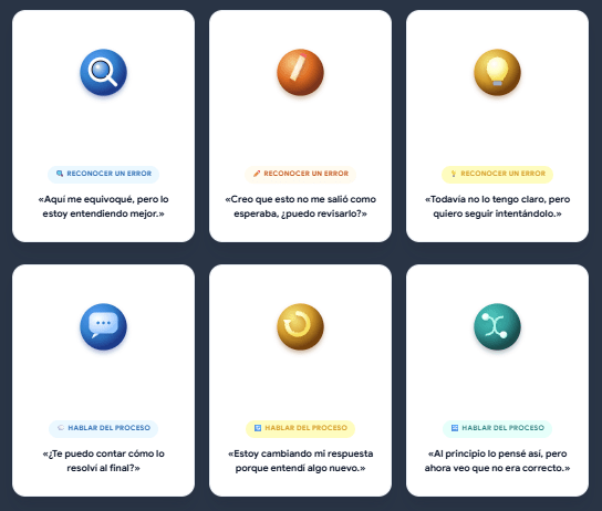 Tarjetas de conversación. Modelos lingüísticos para el error