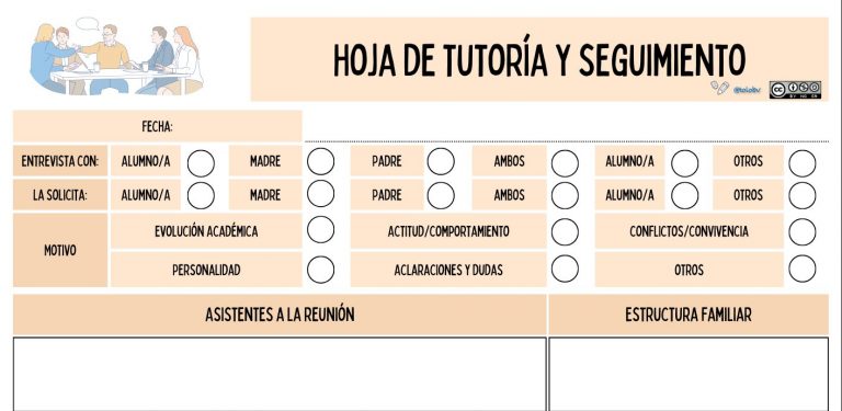 Hoja de tutoría y seguimiento.
