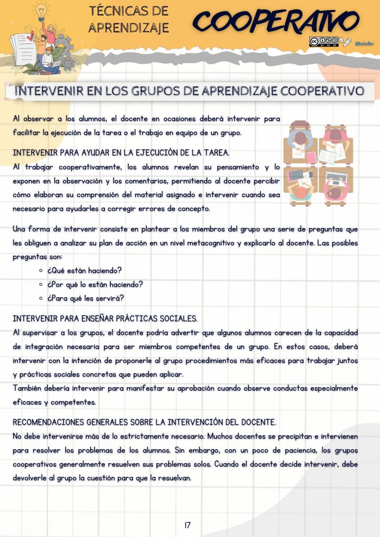 Intervenir en los grupos cooperativos