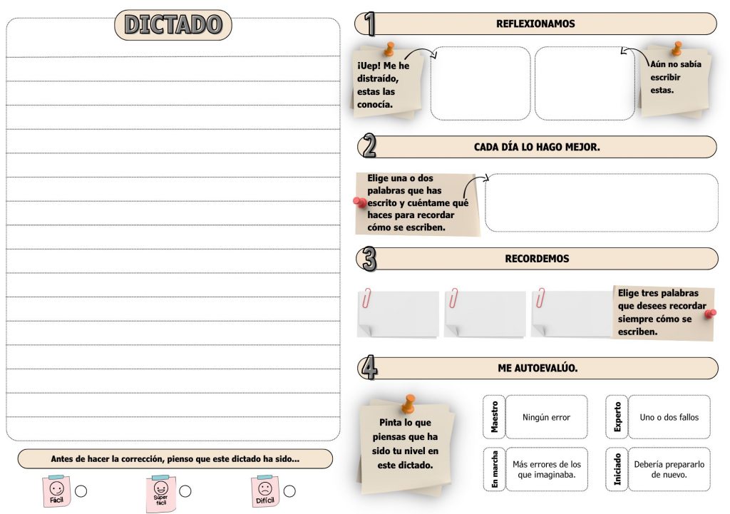 plantilla de dictados